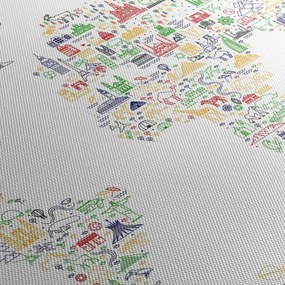 Kép - Képes térkép (órával) (90x30 cm)