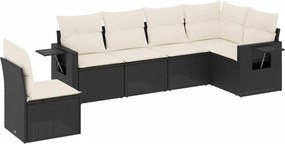 vidaXL 6 részes fekete polyrattan kerti ülőgarnitúra párnákkal