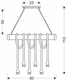 Láncos csillár VINT 6xE27/40W/230V bambusz