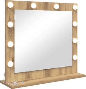 vidaXL Toalett Tükör Sonoma tölgy 60 x 55 x 18 cm Üveg és mérnöki fa