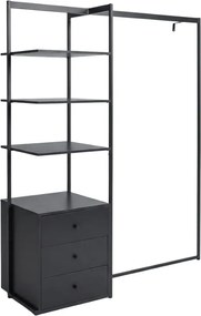 Ruhaállvány polccal ARDEO 150x180 cm, fekete