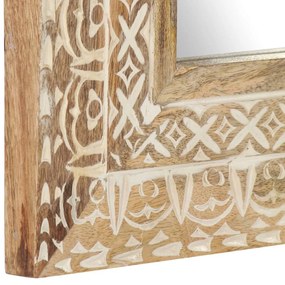kézzel faragott tömör mangófa tükör 50 x 50 x 2,6 cm