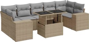 vidaXL 8 részes bézs polyrattan kerti ülőgarnitúra párnával