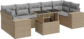 vidaXL 8 részes bézs polyrattan kerti ülőgarnitúra párnával