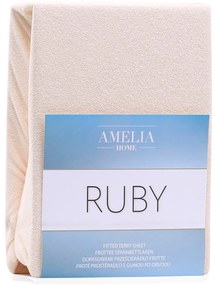Bézs gumis frottír lepedő 140x200 cm Ruby – Restilo