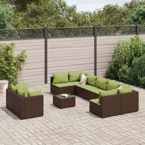 vidaXL 10 részes barna polyrattan kerti ülőgarnitúra párnákkal