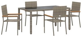 vidaXL Kert étkező szett 5 pcs Szürke polirattan