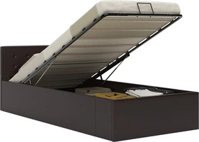 vidaXL szürke műbőr ágykeret hidraulikus ágyneműtartóval 90 x 200 cm