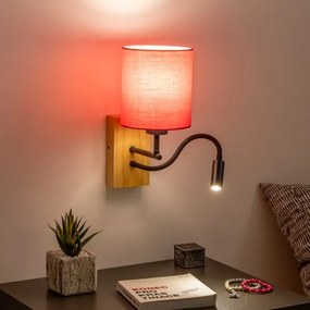 Brilagi - LED Fali lámpa NUBILA WOOD 1xE27/25W/230V + LED/3W tölgy/rózsaszín