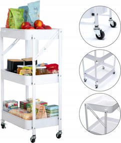 Mobil Konyhai Könyvespolc Gurulós Asztal Babakocsi Összecsukható Szekrény 3 Szint