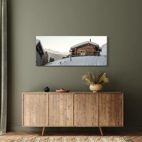 Kép - hegyi kunyhó a hóban (120x50 cm)