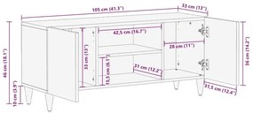 TV szekrény ajtóval Világosbarna 105 x 33 x 46 cm tömör mangófa