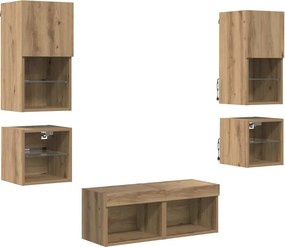 vidaXL TV Fali Egységek 8 pcs Artisan tölgy Faanyag