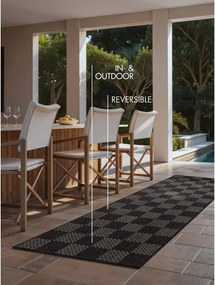 Fekete-krémszínű kültéri-beltéri futószőnyeg 80x200 cm Haringey Dorothy – Ted Baker