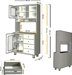 Grano konyhaszekrény, fehér, 96 cm