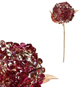 Művirág, vágott hortenzia, aranyozott, lila-aranyvirág, 60 cm