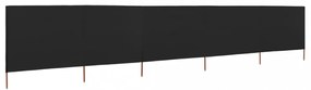 fekete 5 paneles szövet szélfogó 600 x 160 cm