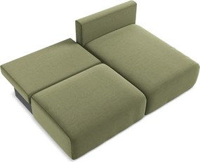 Zöld bársony kinyitható-tárolóhelyes sarokkanapé (jobb oldali-heverő résszel) Kalena – Makamii
