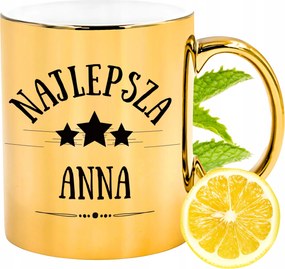 Prémium Arany Csillogó Bögre Anna Ajándék Nyomtatott Fotóval