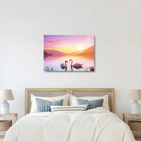 Szerelmes hattyúk képe (üvegen) (70x50 cm)