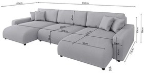 Világosszürke kordbársony kinyitható tárolóhelyes sarokkanapé Sara – Ropez