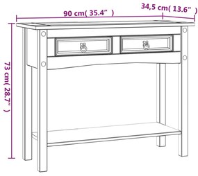 fehér Corona-stílusú mexikói fenyő tálalóasztal 90x34,5x73 cm