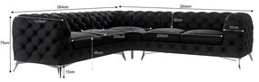 Fekete bársony sarokkanapé Chelsea – Ropez