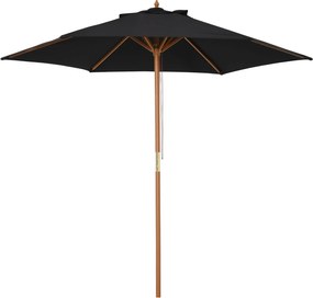 Outsunny Napernyő Ø 250 cm, Kábelmechanikás Napernyő Erkély Napernyő Strandernyő Bambuszból Szélálló Piacernyő Napvédelem erkélyre teraszra kertbe, Fe