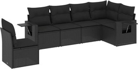 vidaXL 6 részes fekete polyrattan kerti ülőgarnitúra párnákkal