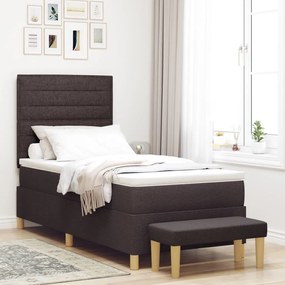 Boxspring Ágy Matracokkal és Padokkal Sötét Barna 90x200 cm Szövet