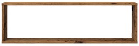 4 db antik fa színű szerelt fa fali kockapolc 100 x 15 x 30 cm