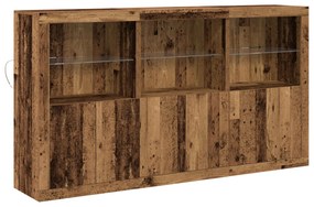 LED világítással rendelkező oldalszekrény Régi fa 181.5x37x100 cm Mérnöki fa