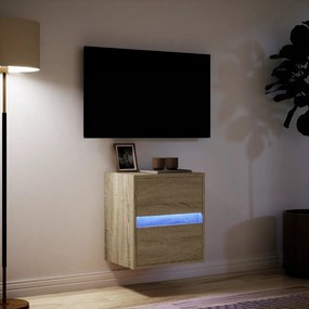 sonoma tölgy színű fali TV-szekrény LED-ekkel 41x31x45 cm