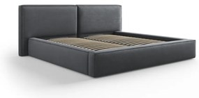 Sötétszürke kárpitozott franciaágy tárolóhellyel, ágyráccsal 180x200 cm Arendal – Cosmopolitan Design