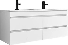 Cube 120 alsó fürdőszobabútor kerámia mosdóval 2 fiókos, magasfényű festett fehér