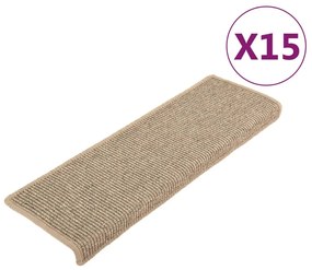 15 db lépcsőszőnyeg, 65 x 21 x 4 cm, sötétbézs, téglalap alakú széllel