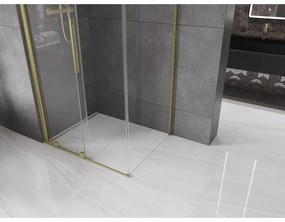 Mexen Velar, zuhanykabin tolóajtóval 90 (ajtó) x 85 (fal) cm, 8mm átlátszó üveg, arany matt, 871-090-085-01-55