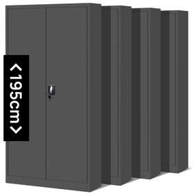 Set 4x fém iratszekrény JAN H, 900 x 1950 x 400 mm, antracit