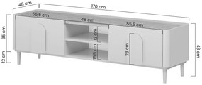 Amilio RTV szekrény 170 cm - kasmír / olajozott tölgy / kasmír fogantyú