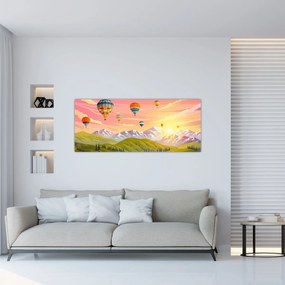 Léggömbök képe a táj felett (120x50 cm)