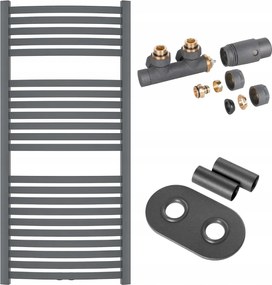 Grafit színű létra radiátor fürdőszobába, tartozékokkal