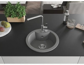 Mexen Diego, 1 kamrás gránit mosogató 488x488x167 mm és Flora mosogató csaptelep, szürke, 6512-71-670401-00
