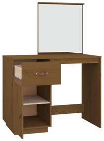 mézbarna tömör fenyőfa fésülködőasztal 95 x 50 x 134 cm