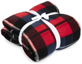 4Home Kocka piros gyapjú hatású pléd, 150 x 200 cm