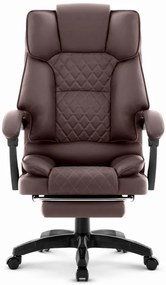 HC-1031 ergonomikus irodai szék öko-bőrből, lábtartóval - barna színben