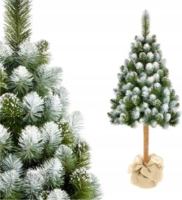 Karácsonyfa fatörzsön 180cm Mesterséges Gyönyörű Gyémánt Fenyő Hófehér Sűrű