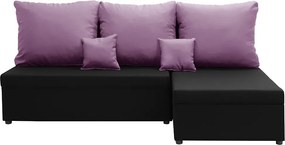 BODZO Kinyitható sarokkanapé Fekete/lila