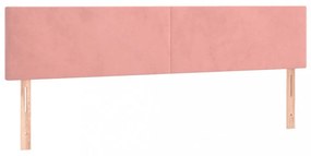 rózsaszín bársony rugós és LED-es ágy matraccal 200x200 cm