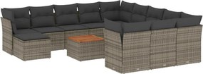 vidaXL 13 részes szürke polyrattan kerti ülőgarnitúra párnákkal
