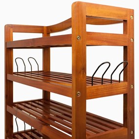 RUSTIC cipőtartó polc, 5 polc, 75x26x82cm, természetes barna Casaria